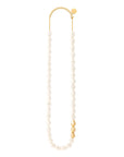 Organic Pearl Necklace Long with gold pearl