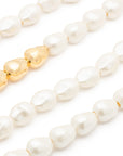 Organic Pearl Necklace Long with gold pearl