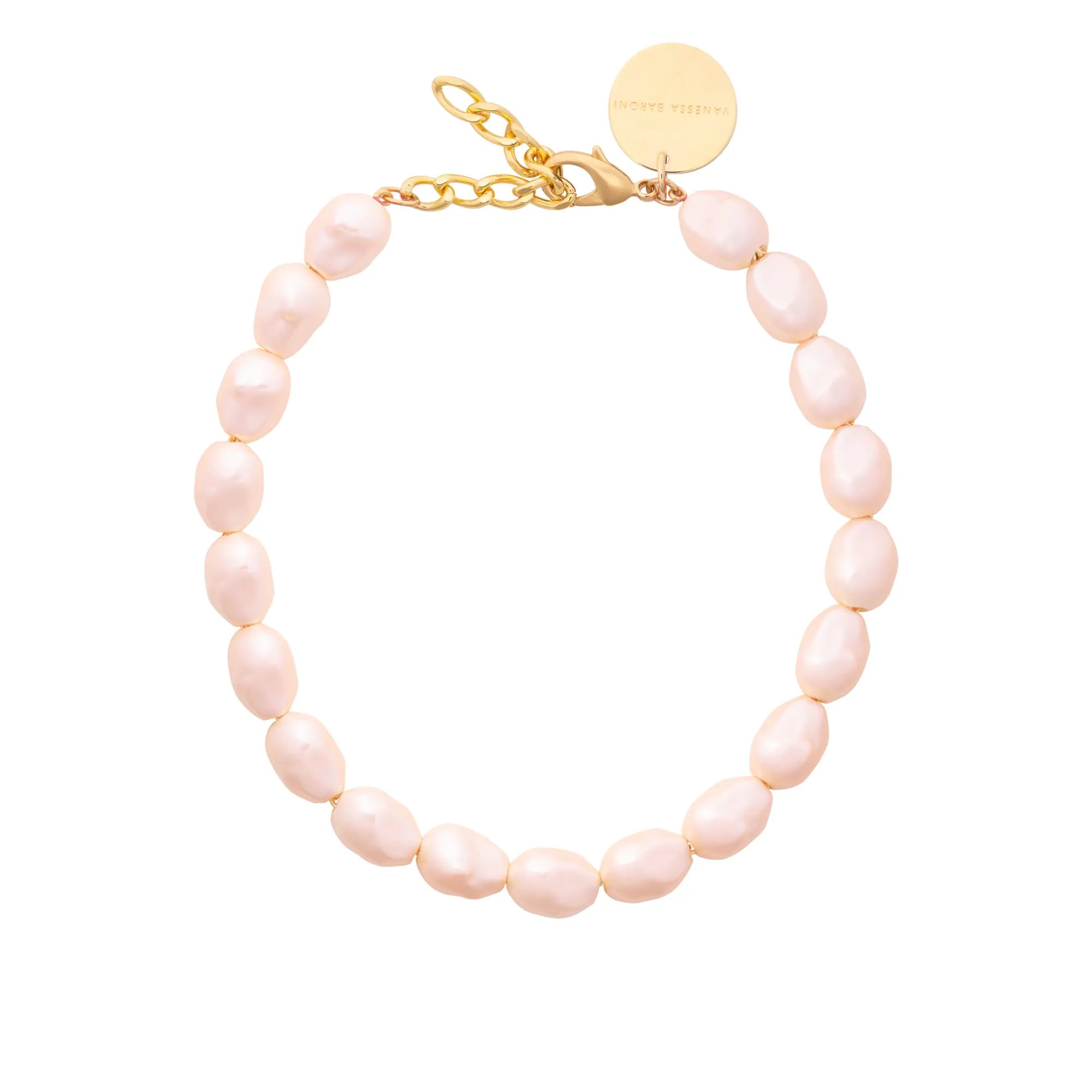 Organic Pearl Necklace Short Apricot Pearl