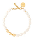 Organic Pearl Necklace Short with gold pearl