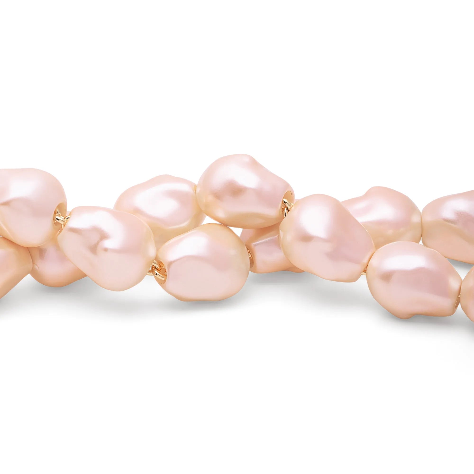 Organic Pearl Necklace Short Apricot Pearl