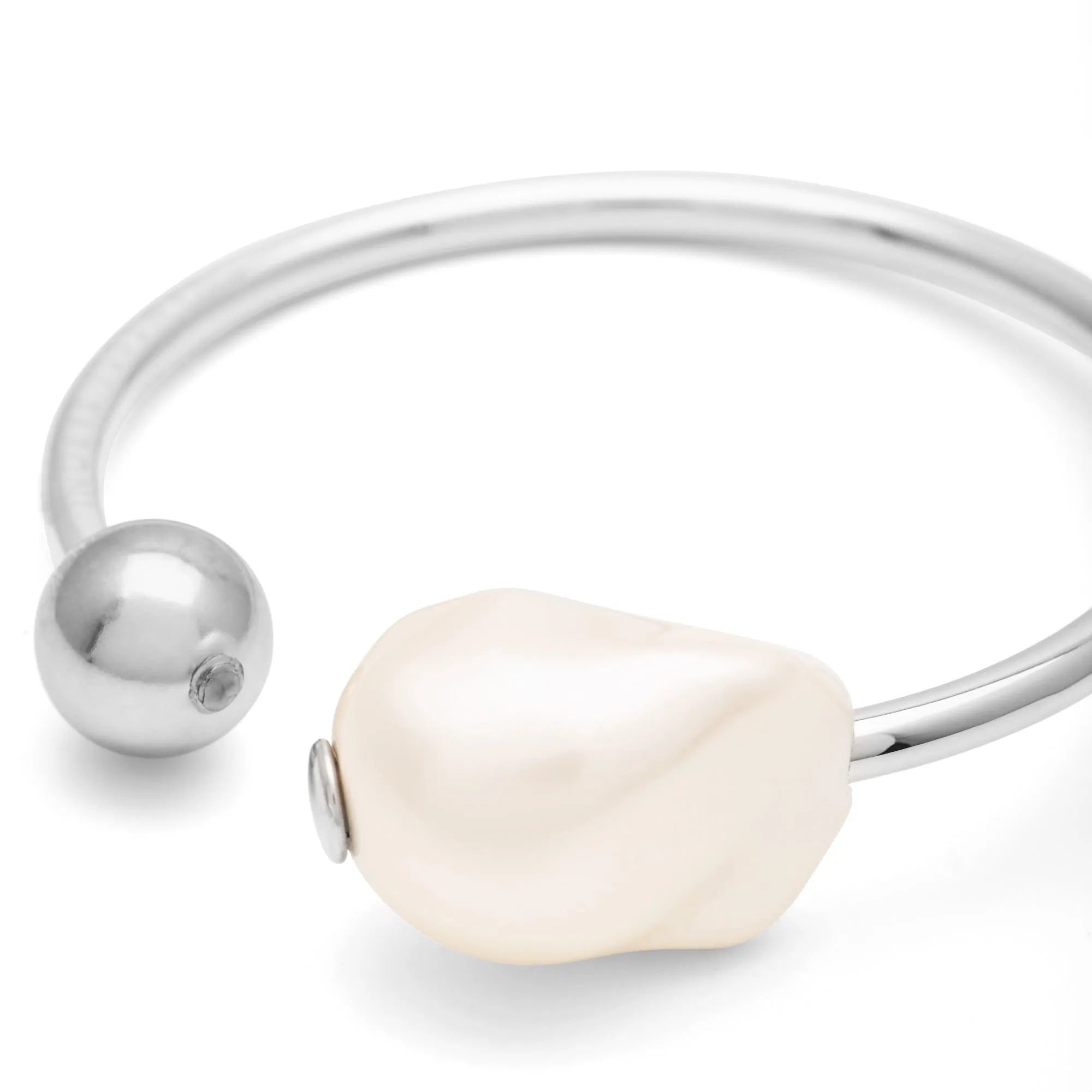 Pearl Bangle Silver