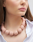 Raffia Beads Necklace Peach