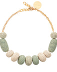 Raffia Multi Beads Necklace Pistachio Sand