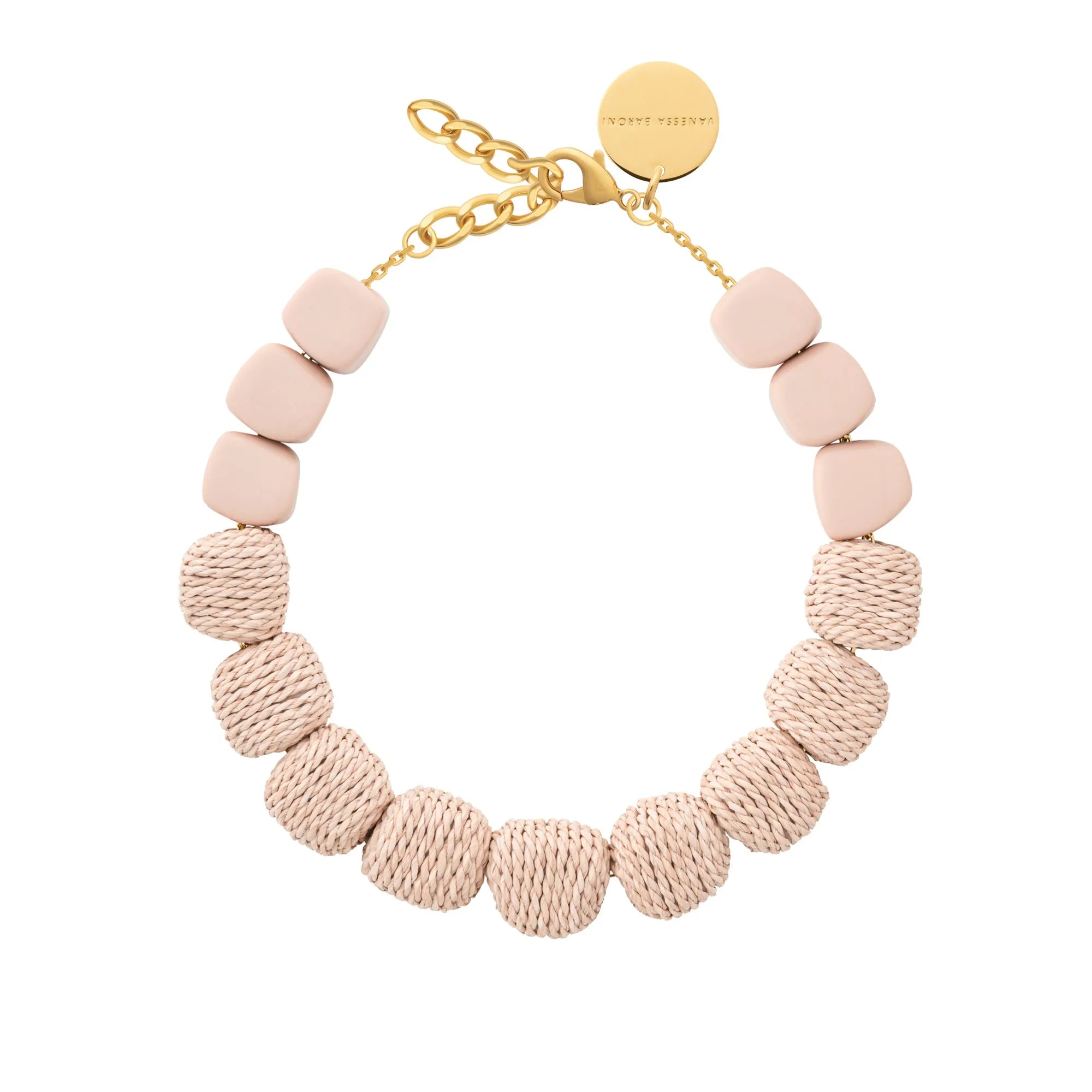 Raffia Organic Shaped Necklace Peach – Vanessa Baroni