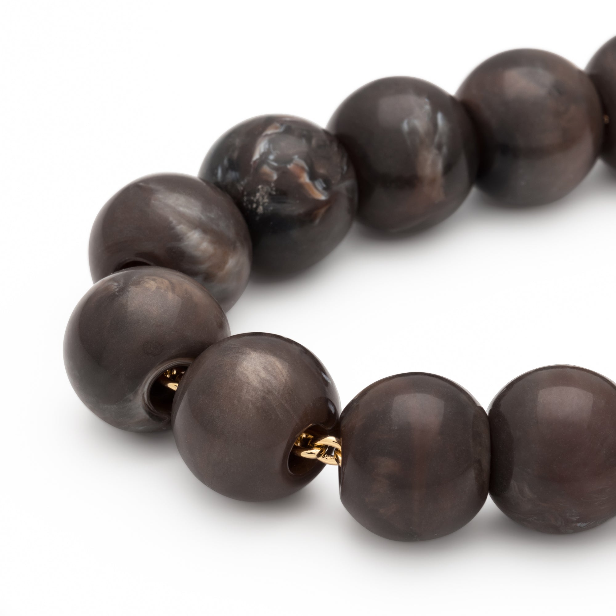 Small Beads Necklace dark brown marble