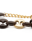 Small Turtle Necklace Short dark brown marble