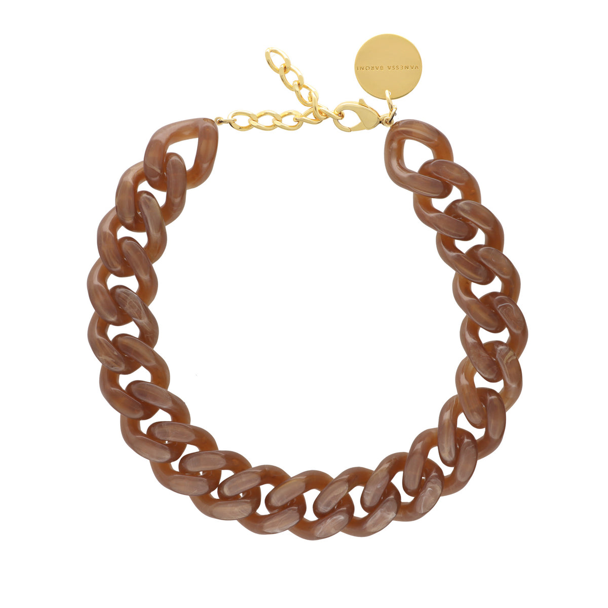 Flat Chain Necklace Caramel Marble