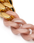 Flat Chain Necklace with gold blush marble