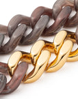 Flat Chain Necklace with gold ikat marble