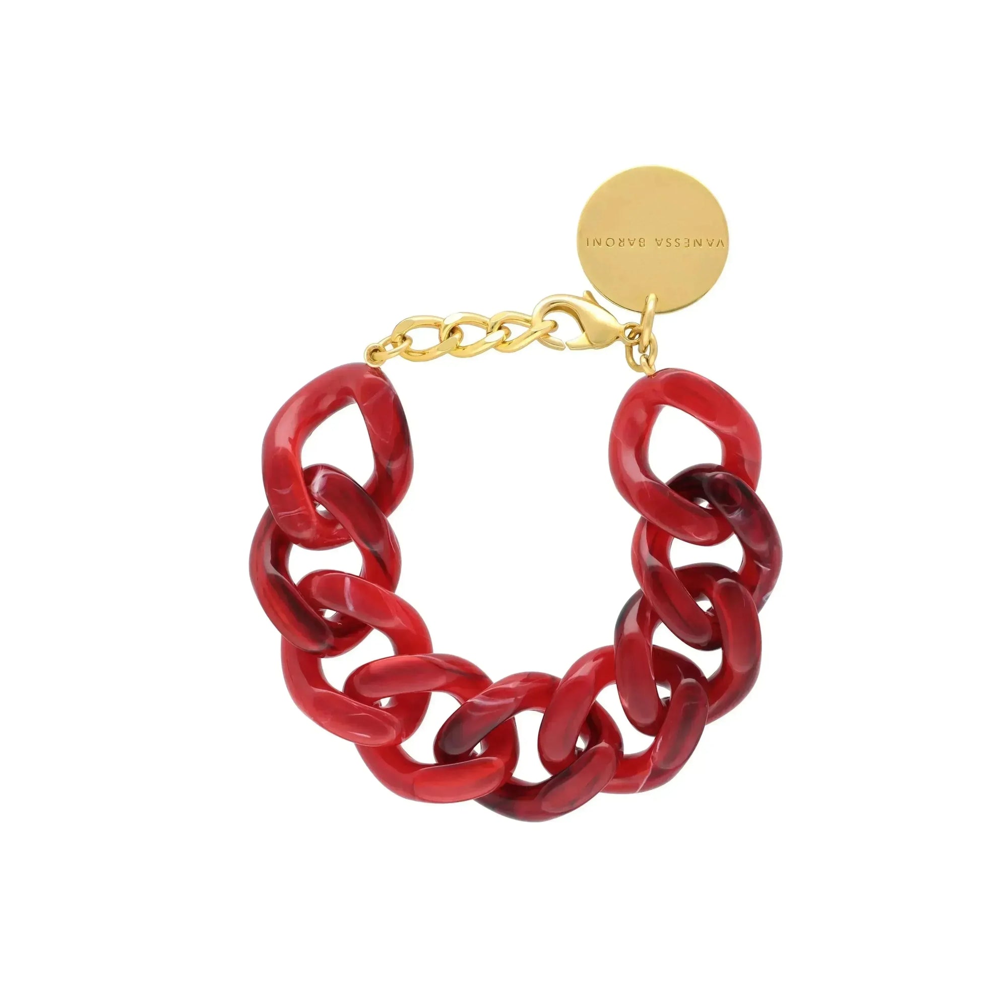Flat Chain Bracelet Red Marble - Vanessa Baroni