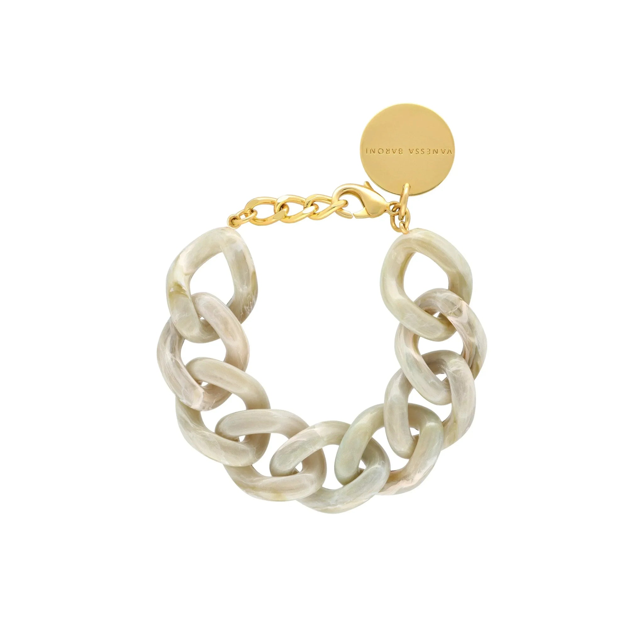 Flat Chain Bracelet Snow Green Marble - Vanessa Baroni