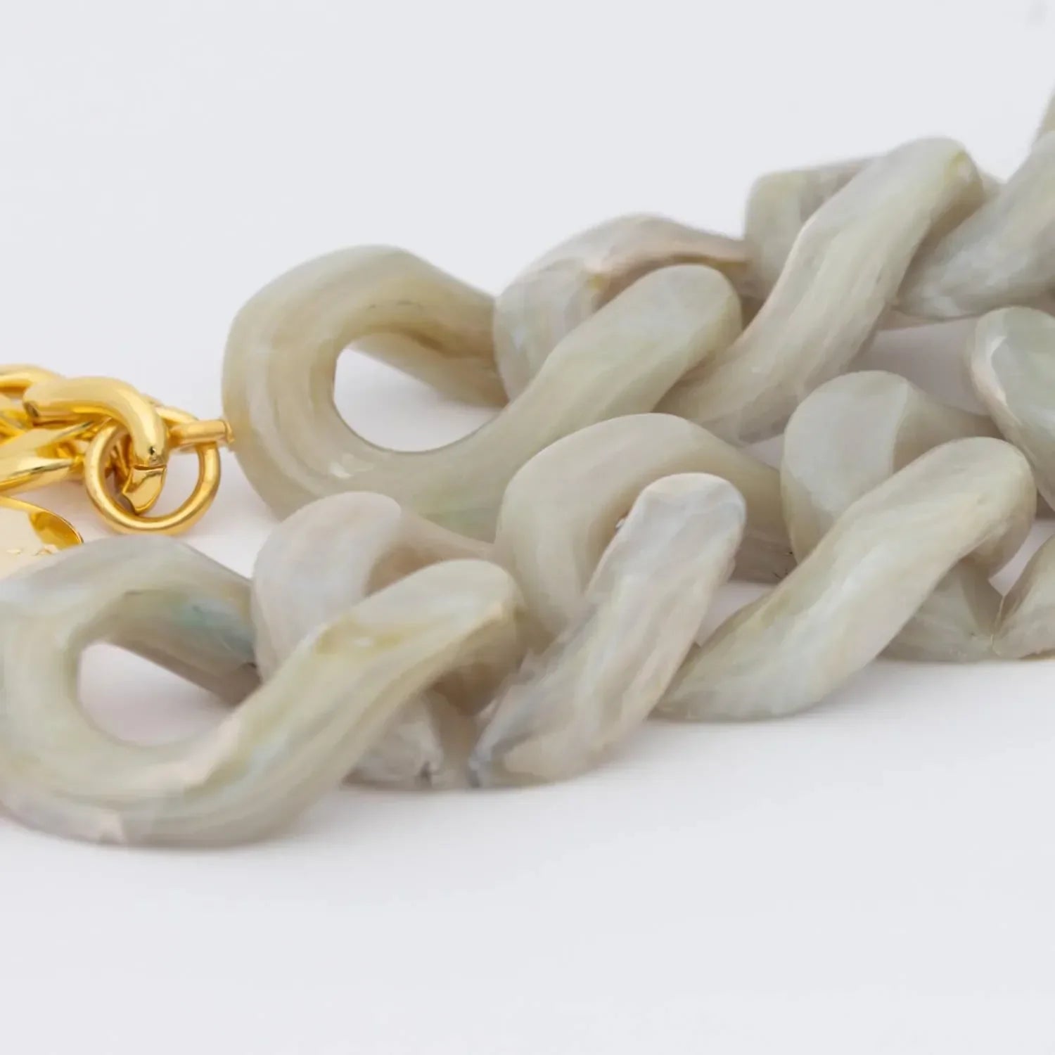 Flat Chain Bracelet Snow Green Marble - Vanessa Baroni