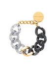 Flat Chain Bracelet 2 color w gold black marble - clear