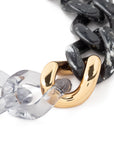 Flat Chain Bracelet 2 color w gold black marble - clear