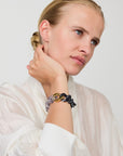 Flat Chain Bracelet 2 color w gold black marble - clear