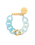 Flat Chain Bracelet 2 color w gold cloud marble - opaline blue
