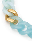 Flat Chain Bracelet 2 color w gold cloud marble - opaline blue