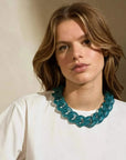 BIG Flat Chain Necklace Blue Glitter - Vanessa Baroni