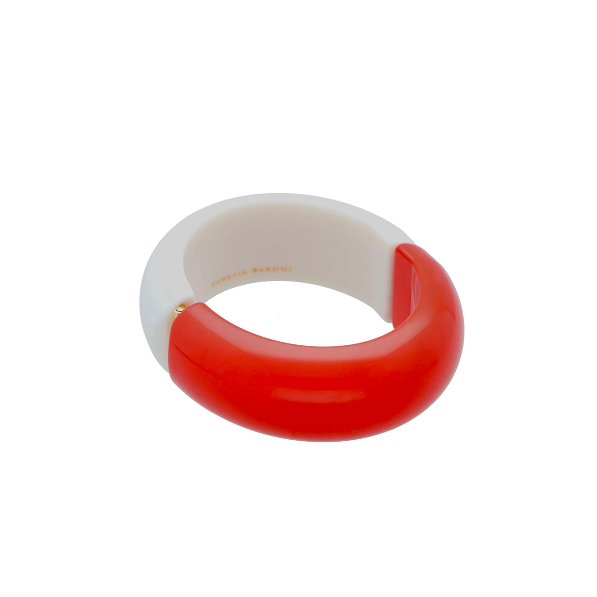2 Color Bangle - Red Off White