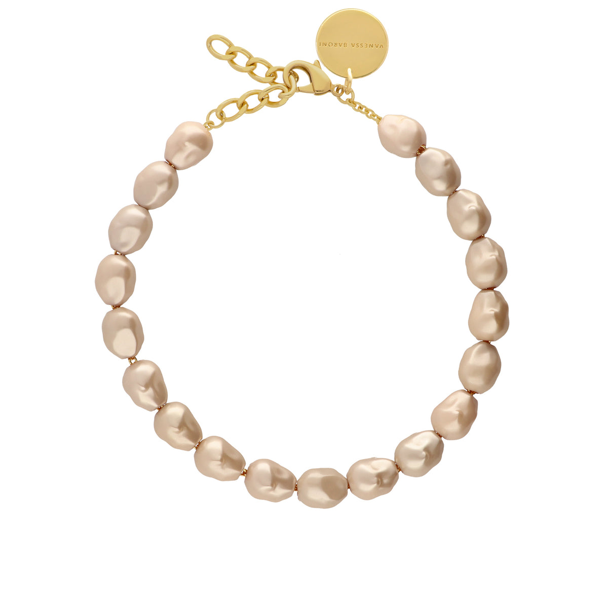 Organic Pearl Necklace Short Champagner Pearl