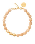 Organic Pearl Necklace Short with gold creme brulee marble