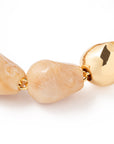 Organic Pearl Necklace Short with gold creme brulee marble