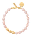 Organic Pearl Necklace Short with gold ivory rose marble