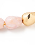 Organic Pearl Necklace Short with gold ivory rose marble