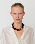 Big Organic Pearl Necklace with gold bordeaux marble