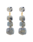 Organic Shaped Earring Inked Grey Marble - Vanessa Baroni
