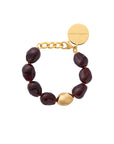 Organic Pearl Bracelet with gold bordeaux marble