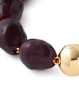 Organic Pearl Bracelet with gold bordeaux marble