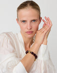 Organic Pearl Bracelet with gold bordeaux marble