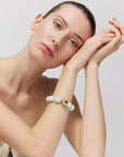 Organic Pearl Bracelet with gold - cloud marble