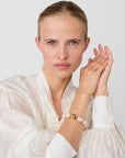 Organic Pearl Bracelet with gold ivory rose marble
