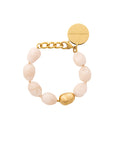 Organic Pearl Bracelet with gold - latte marble