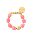 Organic Pearl Bracelet with gold - watermelon marble