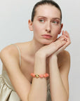 Organic Pearl Bracelet with gold - watermelon marble