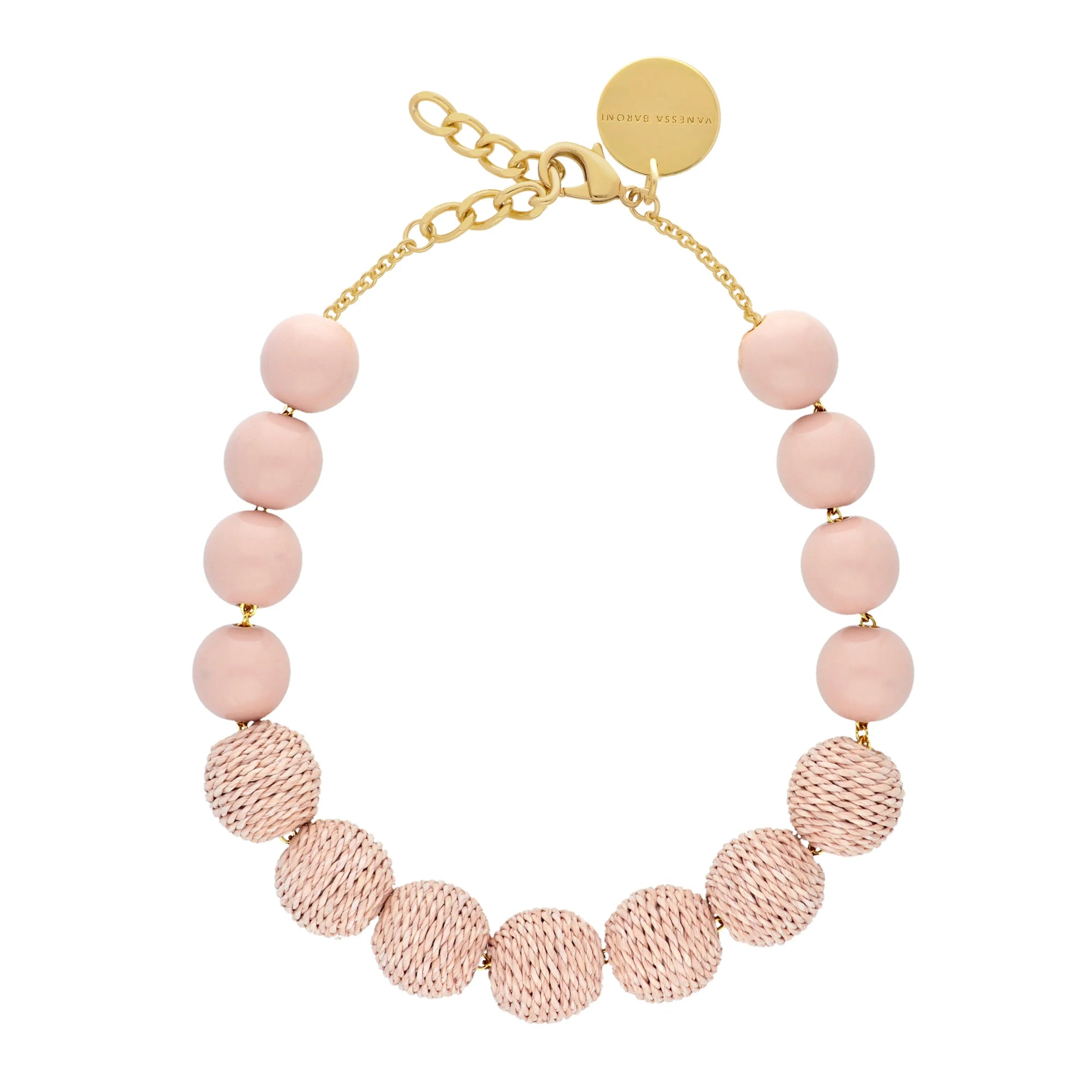 Raffia Beads Necklace Peach