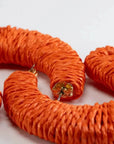 Raffia Big Moon Earring Orange - Vanessa Baroni