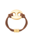 Disc Leather Bracelet brown - gold