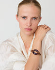 Turtle Leather Bracelet brown - aubergine marble