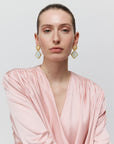 Vintage Geometric Earring latte marble - cloud marble