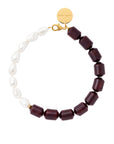 Barrel Pearl Necklace bordeaux marble