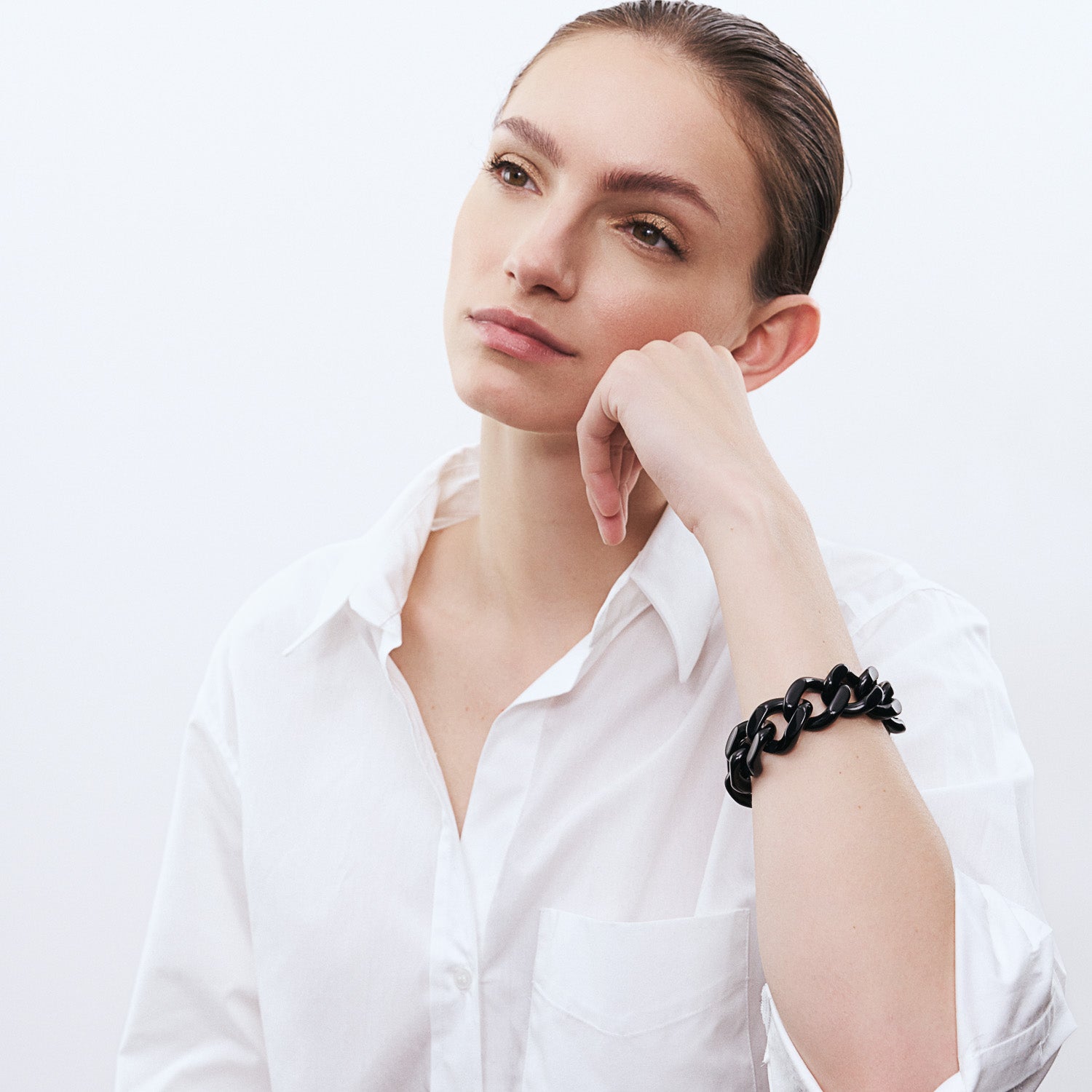 Flat Chain Bracelet Black
