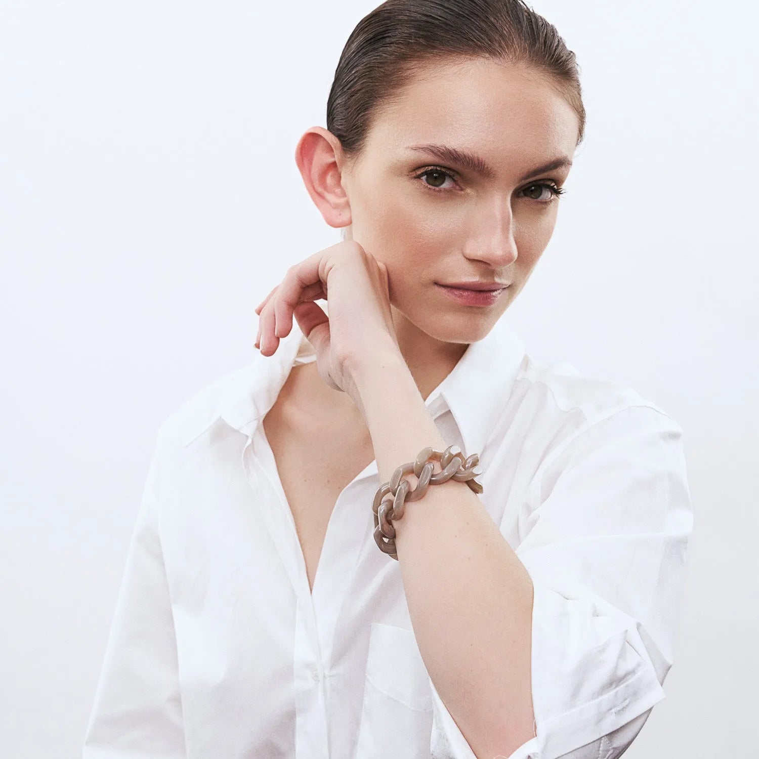 Flat Chain Bracelet Greige Marble - Vanessa Baroni