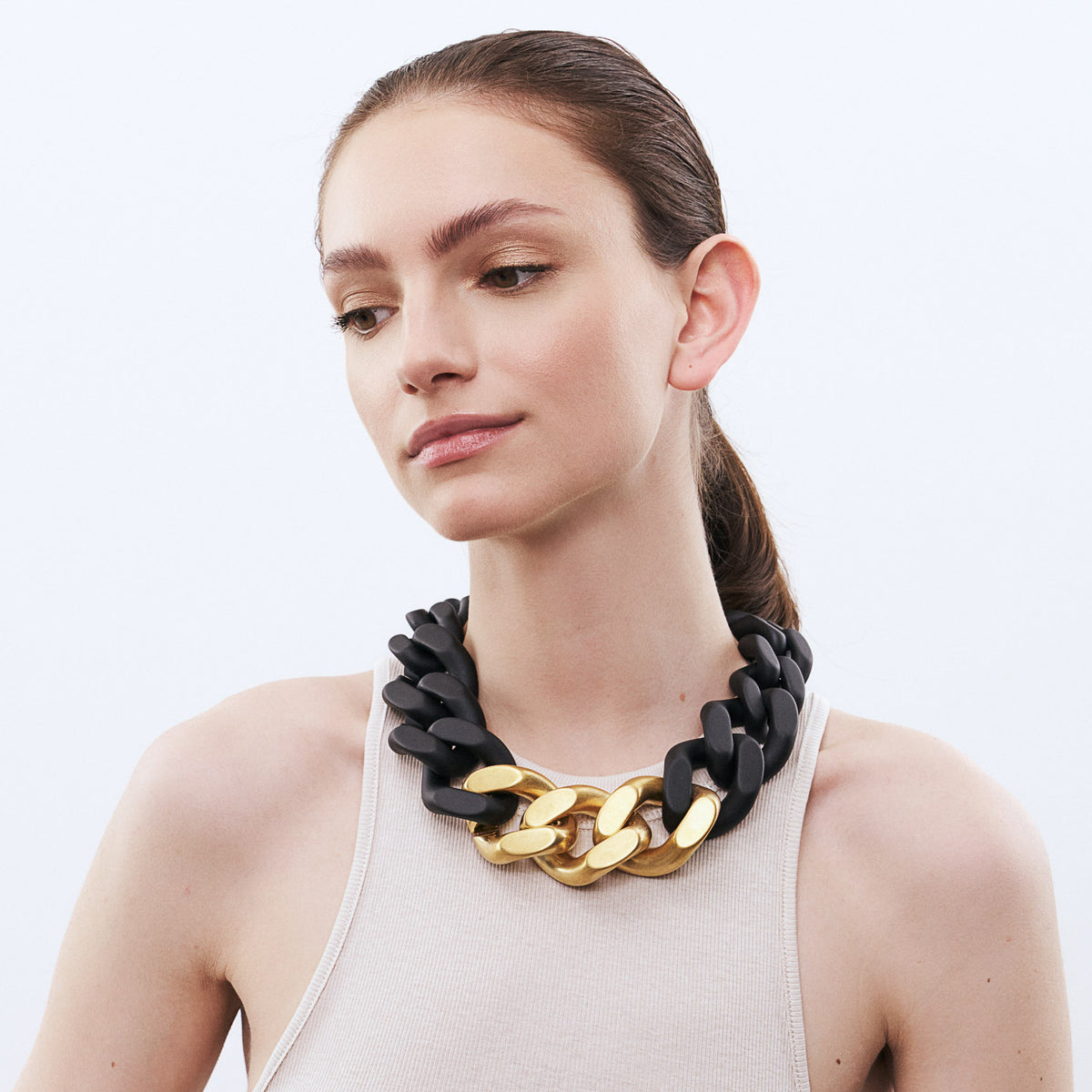 GREAT Necklace With Gold - Matt Black