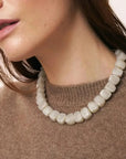 Mini Organic Shaped Necklace Snow White Marble - Vanessa Baroni
