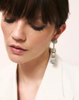 Organic Shaped Earring Snow Green Marble - Vanessa Baroni